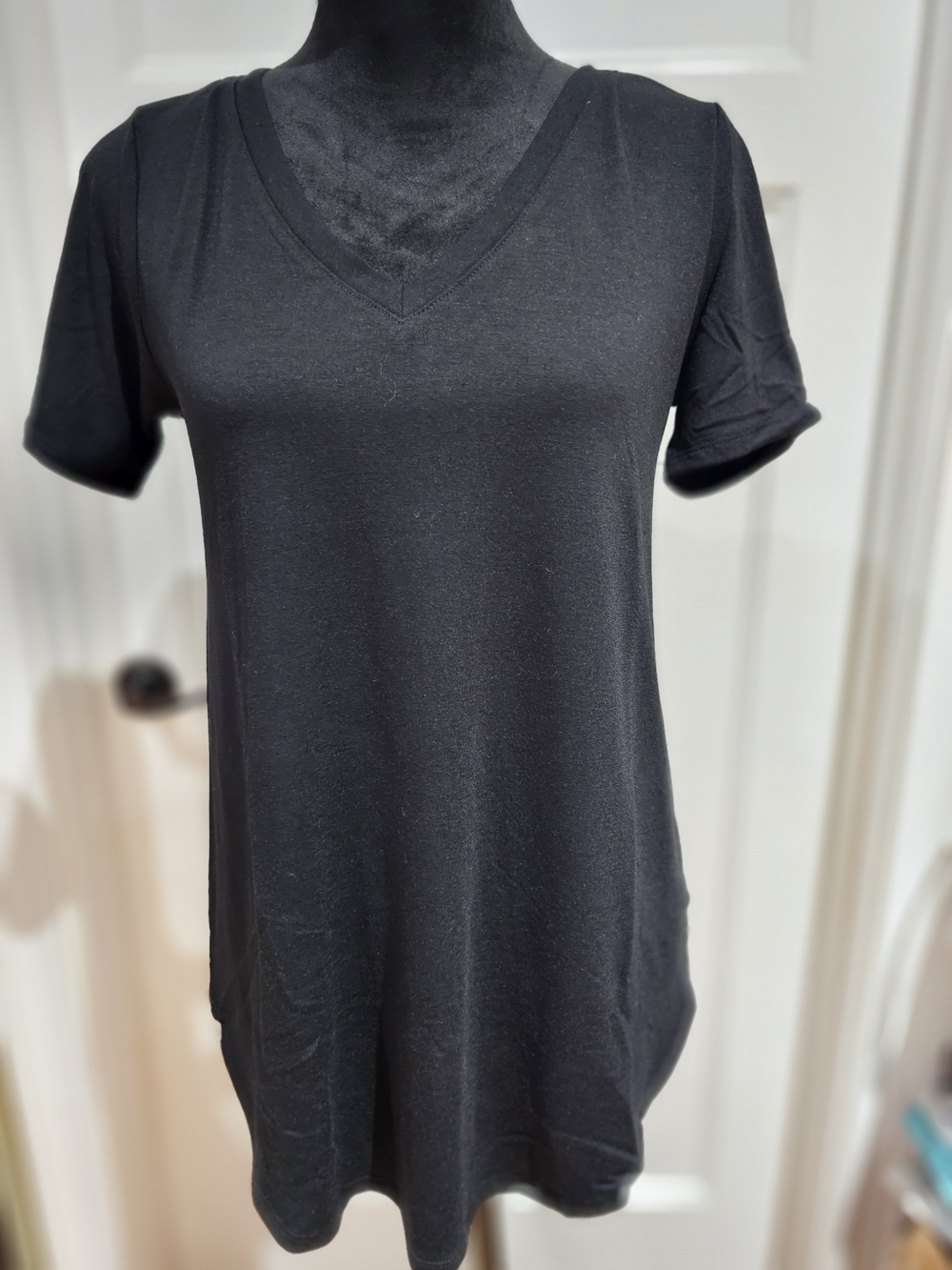 Zenana Black V-Neck Short Sleeve Tunic, NWT